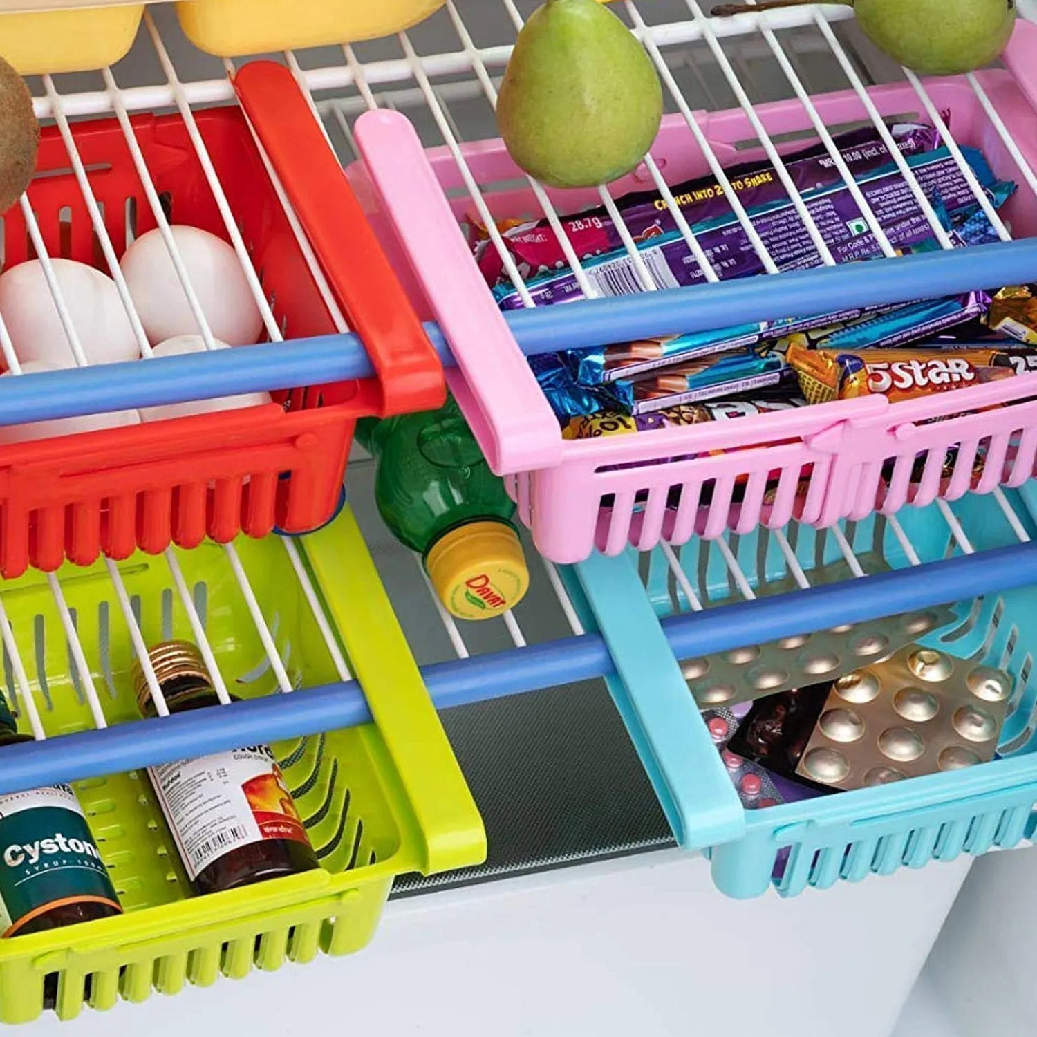 0160 Fridge Space Saver Organizer Slide Storage Racks Shelf (1 pcs)