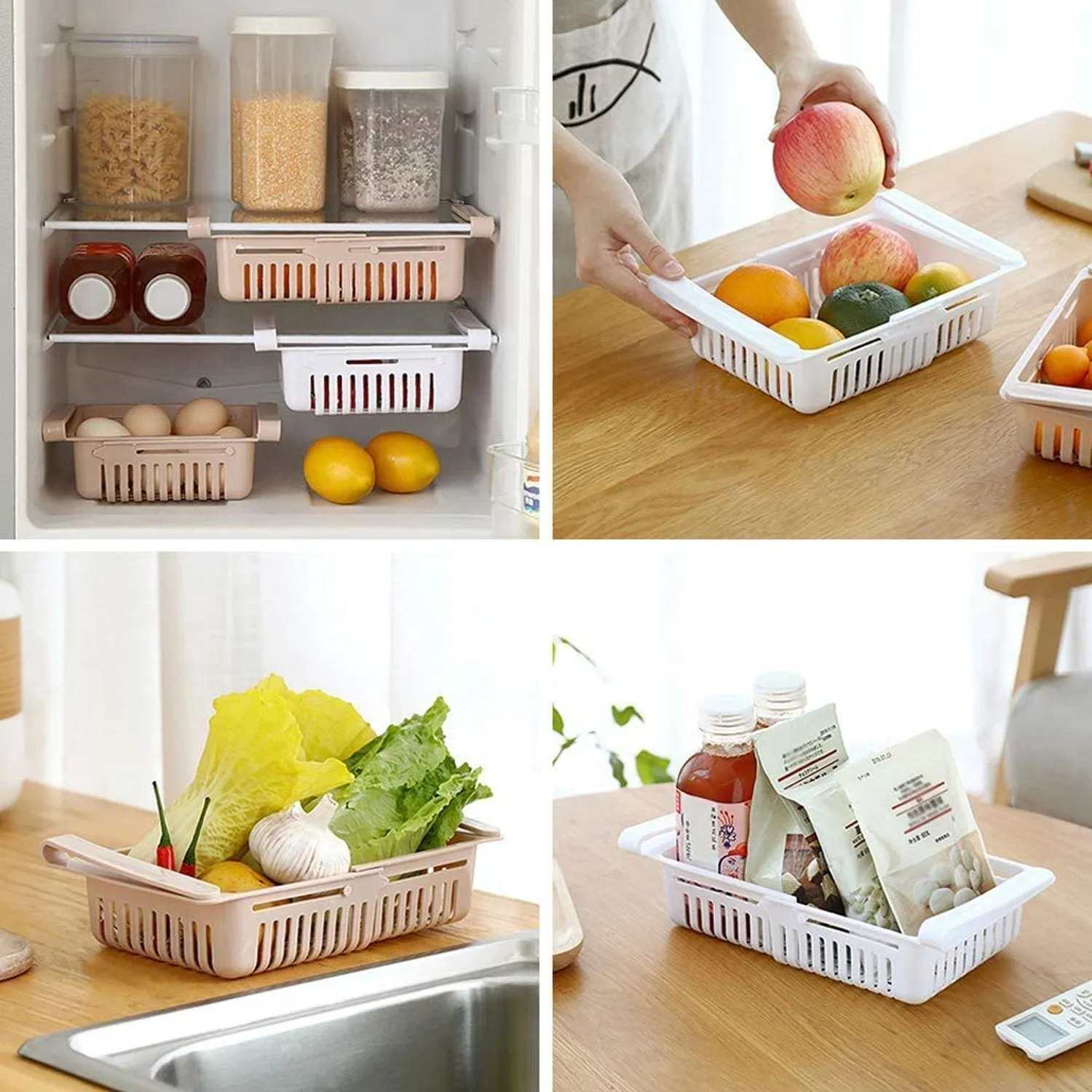 0160 Fridge Space Saver Organizer Slide Storage Racks Shelf (1 pcs)