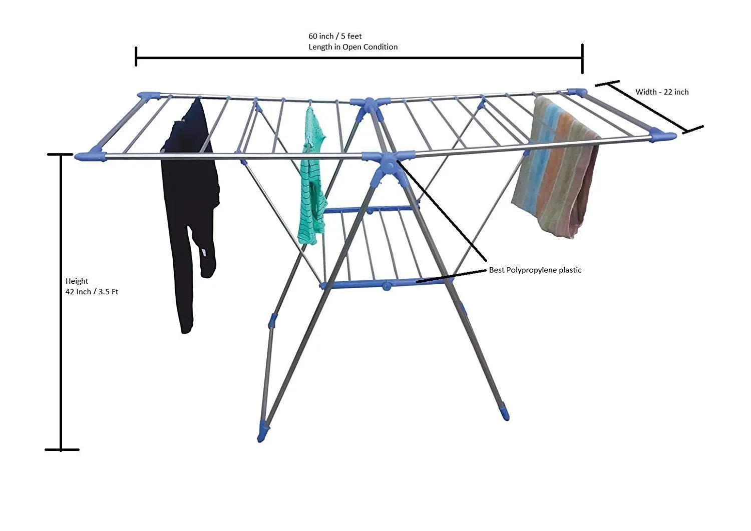 0731 Adjustable Stainless Steel 2-Wings Foldable Butterfly Cloth Drying Stand/Rack