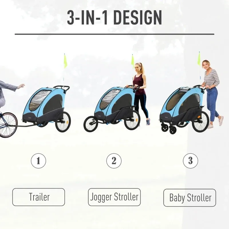 3-in-1 Bike Trailer - Blue