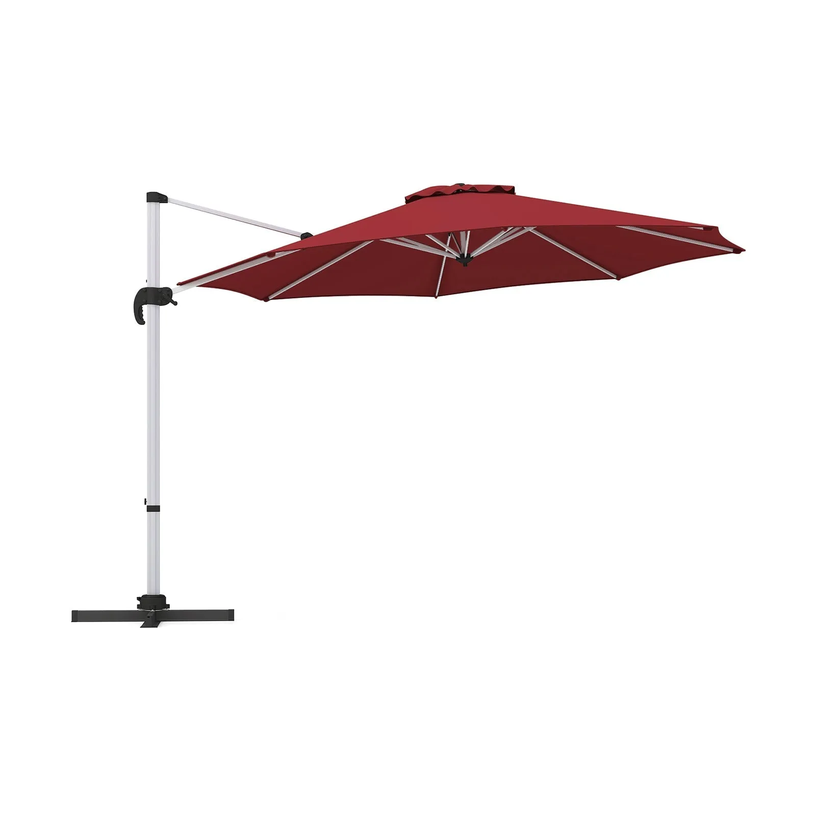 325 cm Outdoor Patio Umbrella with 360° Rotation-Red