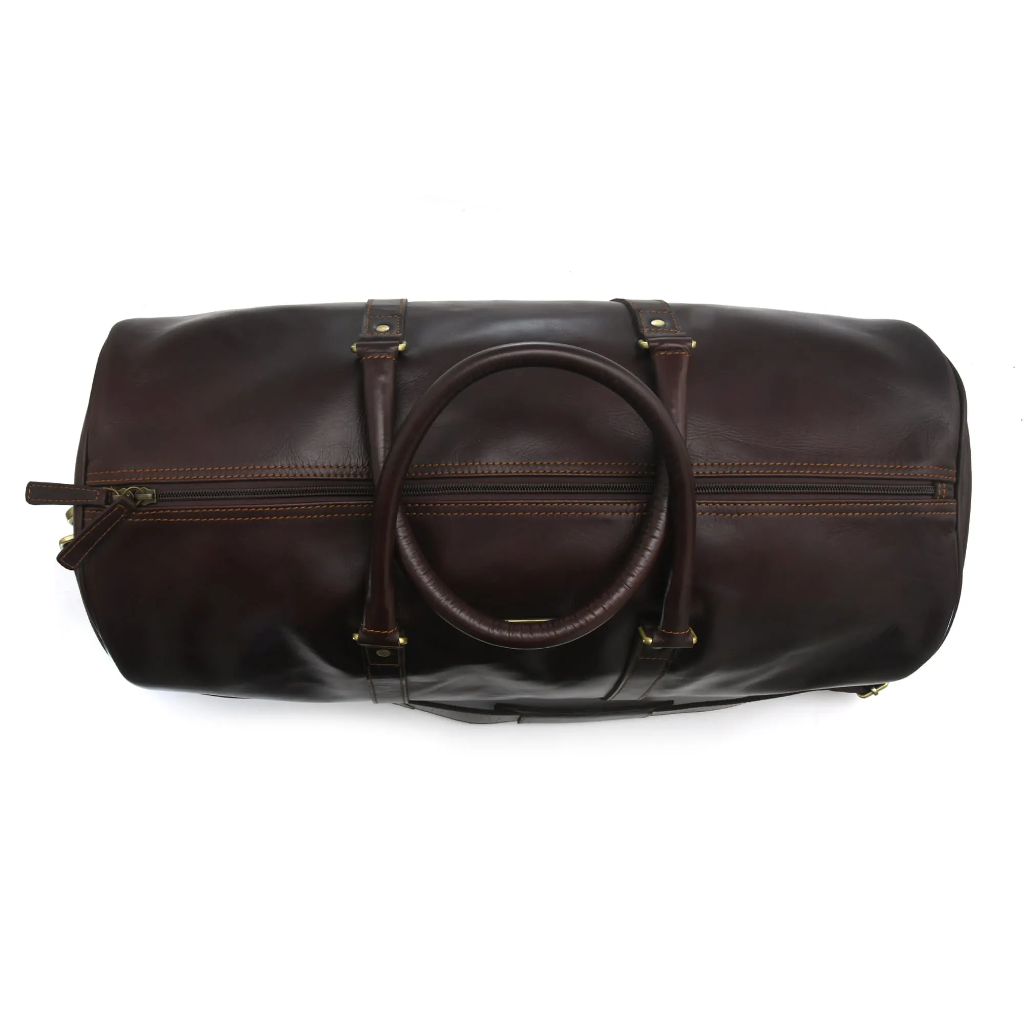 392101 Duffle Bag in Full Grain Dark Brown Leather | Style n Craft