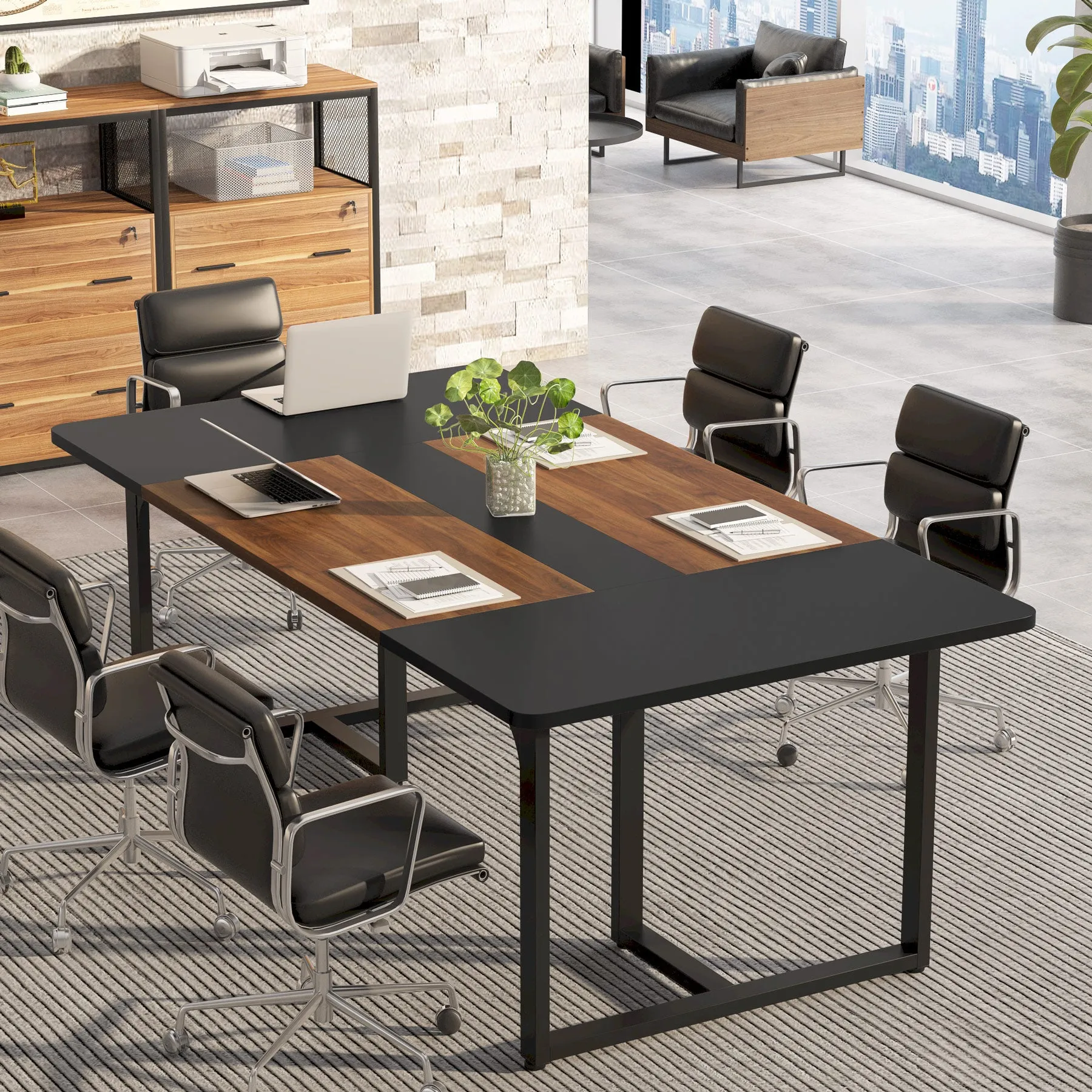 70.86'' Conference Table, 6FT Rectangle Meeting Table for 8 People