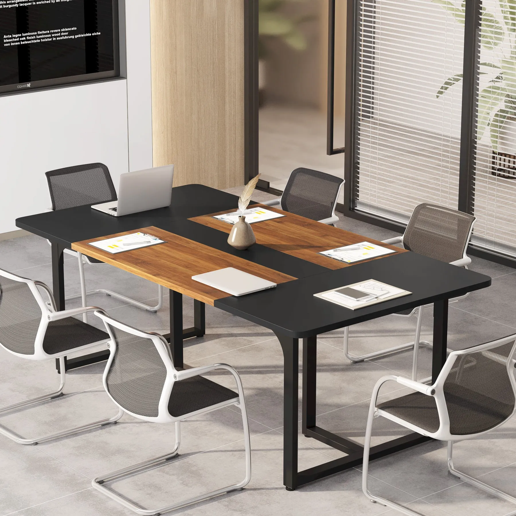 70.86'' Conference Table, 6FT Rectangle Meeting Table for 8 People