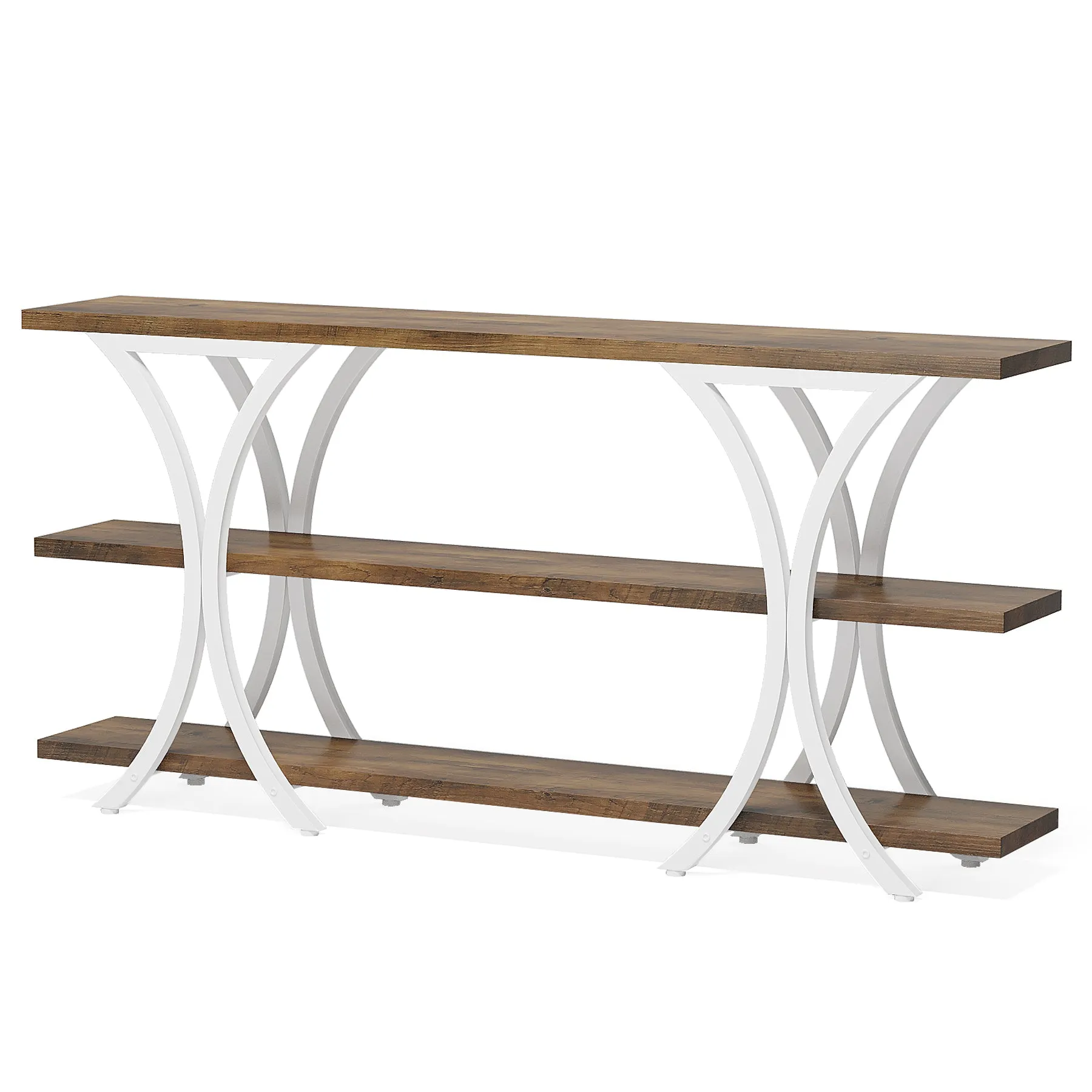 70.8" Console Table, Industrial Entryway Sofa Table with 3-Tier Shelves