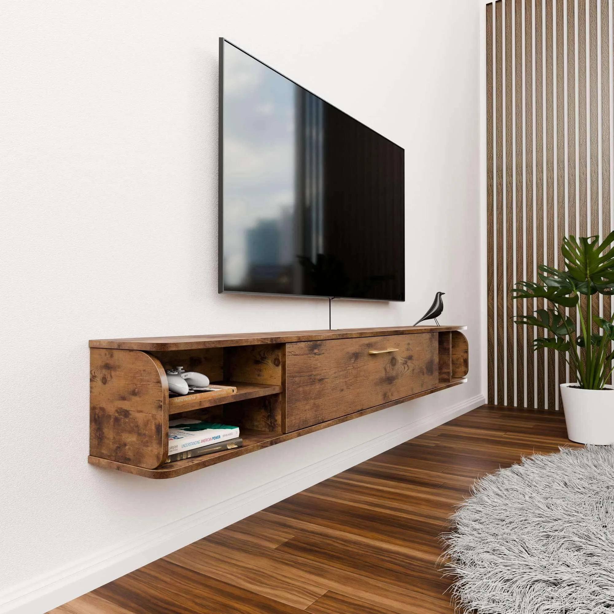 76" Prima TV Stand Rustic Brown