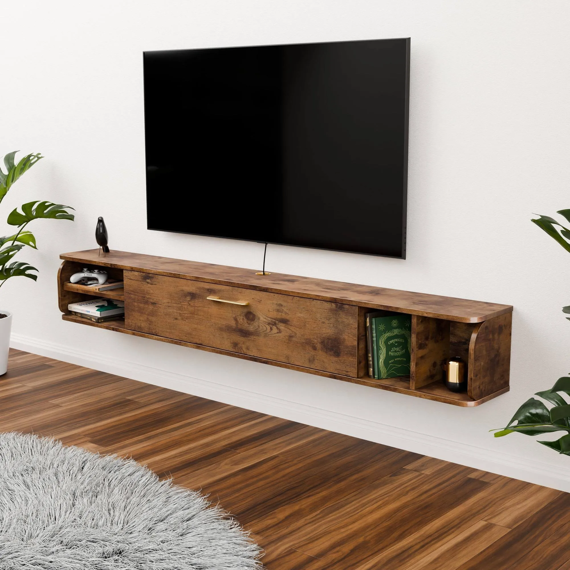 76" Prima TV Stand Rustic Brown