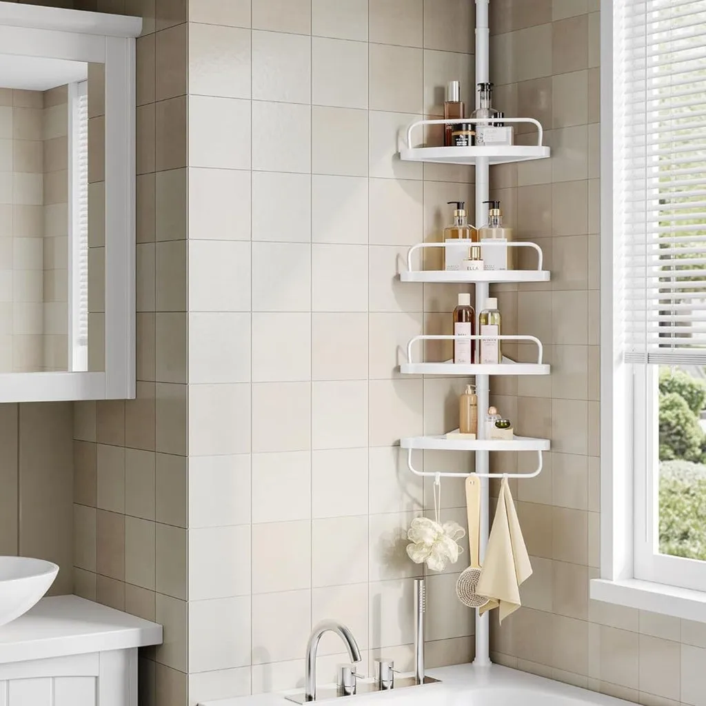 Adjustable Rust-Resistant Bathroom Corner Shelf, 4 Trays – SONGMICS