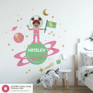 Astronaut Girl Moon Walk Fabric Wall Decal