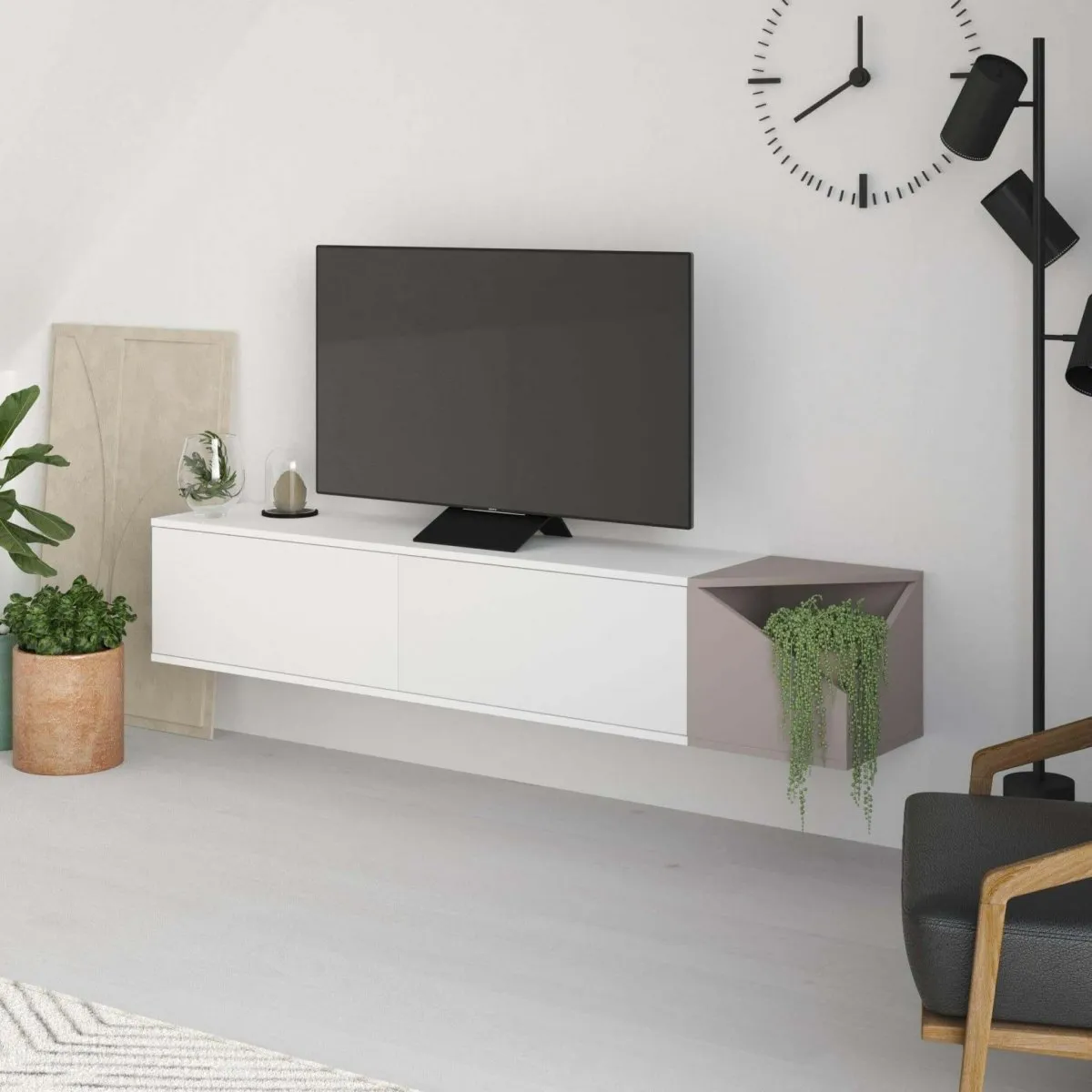 Aulos Modern Floating TV Stand Multimedia Centre With Storage