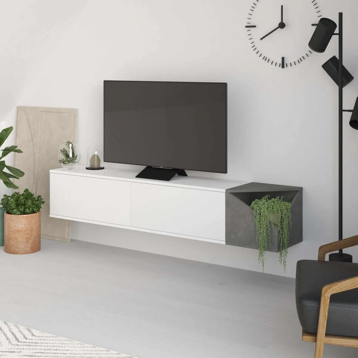 Aulos Modern Floating TV Stand Multimedia Centre With Storage