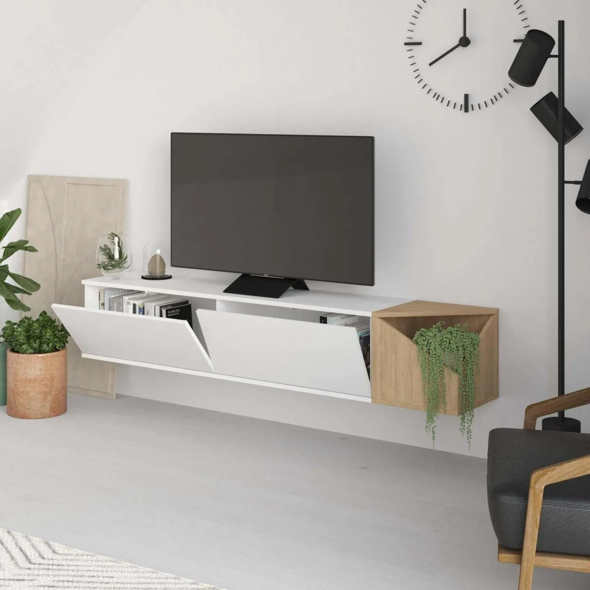 Aulos Modern Floating TV Stand Multimedia Centre With Storage