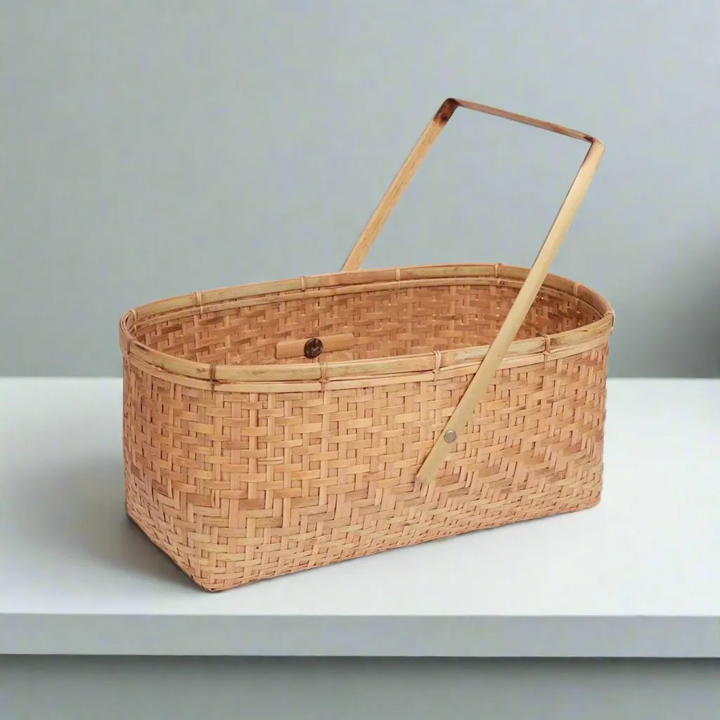 Bamboo Picnic Basket withOne Handle