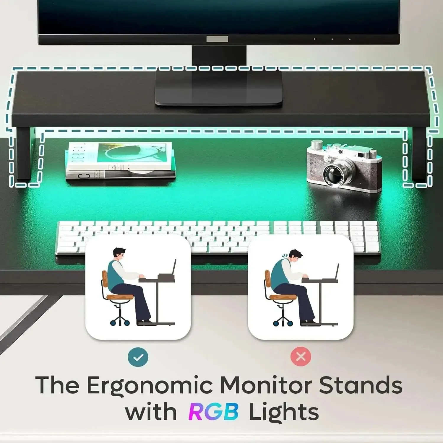 Bestier 42 inch Small Gaming Desk with Monitor Stand