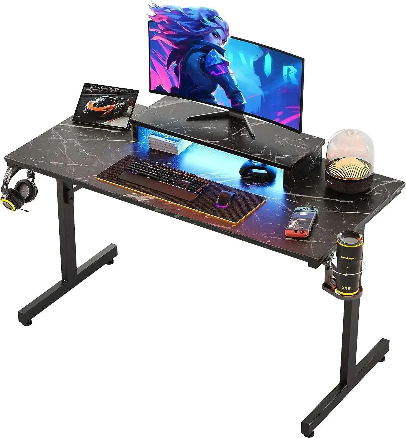 Bestier 42 inch Small Gaming Desk with Monitor Stand