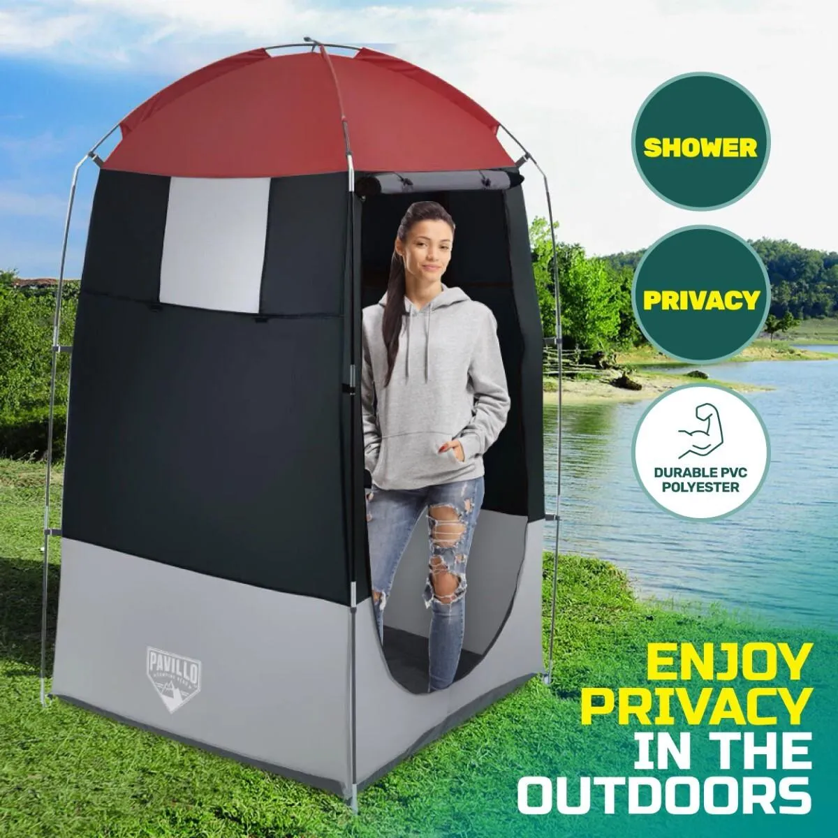 Bestway 1.9m x 1.1m Outdoor Portable Change Room Tent Spacious Zippered Door