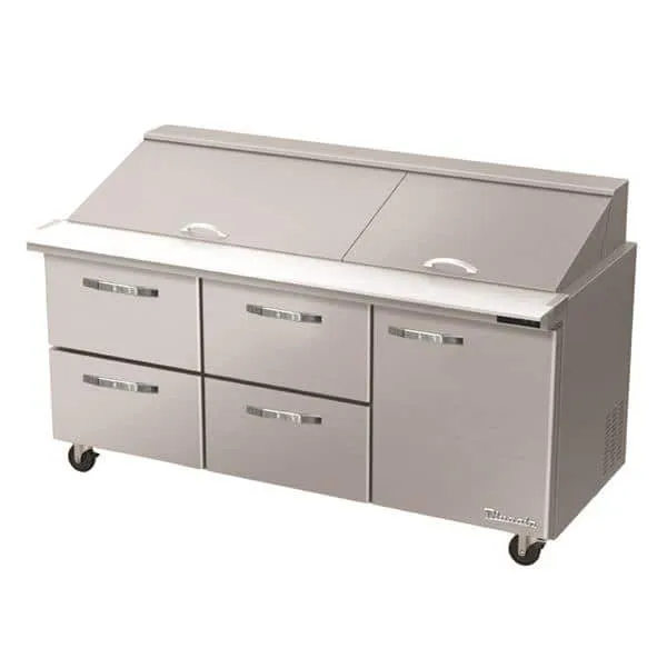 Blue Air BLMT72-D4LM-HC 72" Refrigerated Mega Top Sandwich Prep Table with 4 Left Drawers - 20.2 Cu Ft