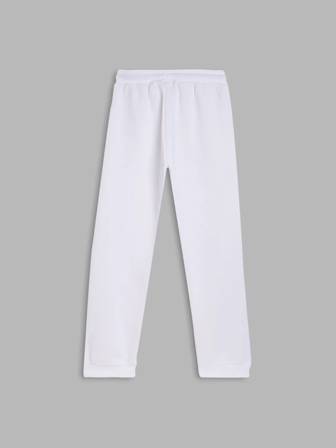 Blue Giraffe Girls White Solid Regular Fit Mid-Rise Joggers Style Trackpant