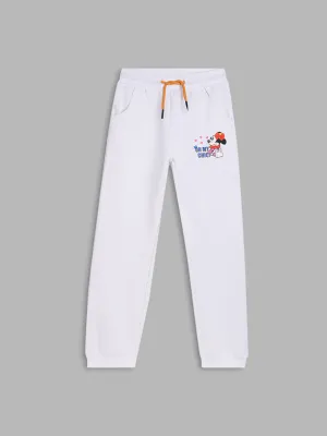 Blue Giraffe Girls White Solid Regular Fit Mid-Rise Joggers Style Trackpant