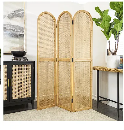 BROWN WOOD ROOM DIVIDER SCREEN, 51" X 1" X 74"