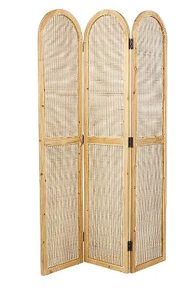 BROWN WOOD ROOM DIVIDER SCREEN, 51" X 1" X 74"