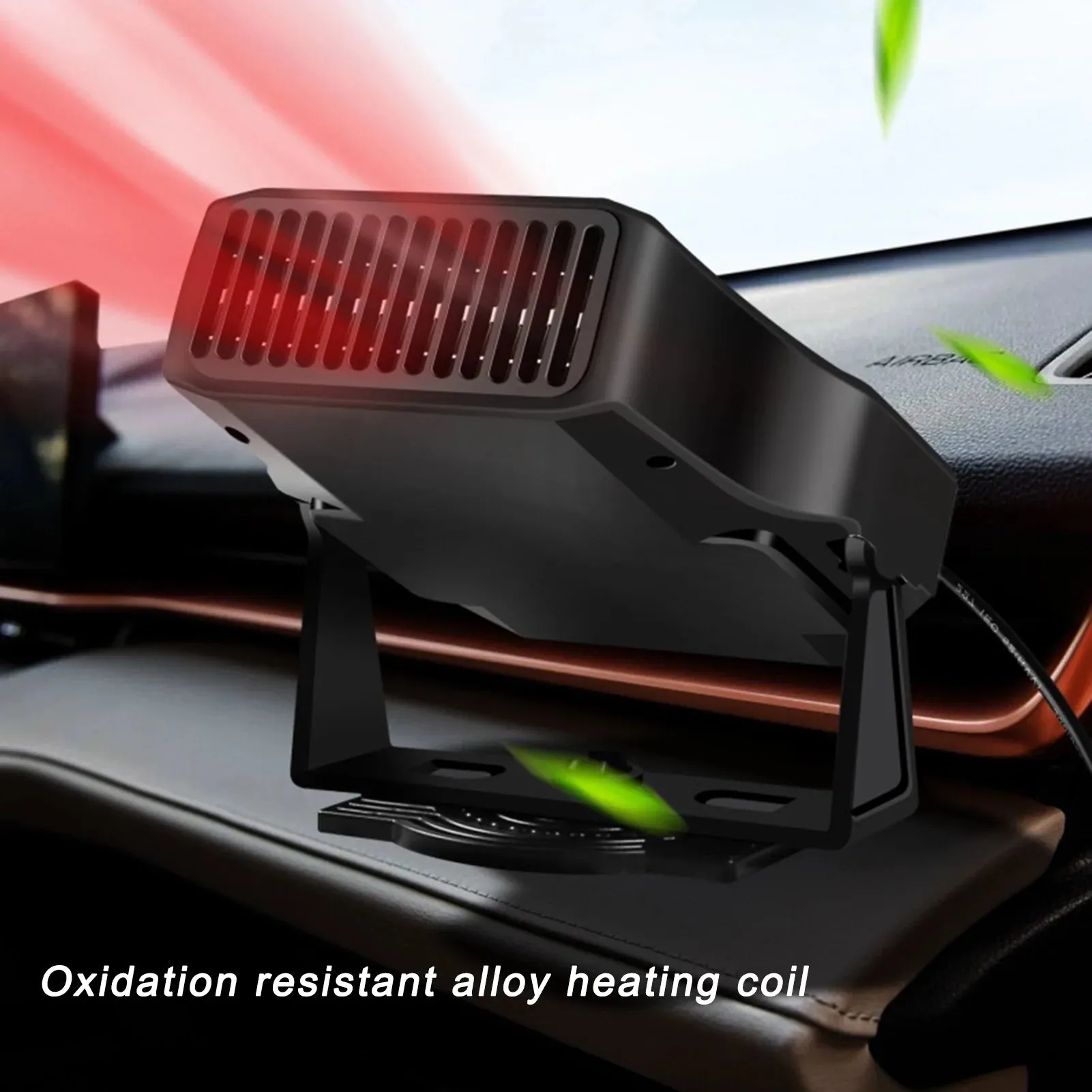 Car Heater, 24V Portable Windshield Defrosting Electric Heater Fan,Fast Heating with Cigarette Lighter Plug,360 Degree Rotary Base Cooling Fans