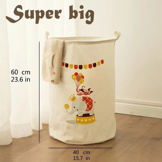 Cotton and linen storage bucket fabric waterproof folding hamper home debris toys storage basket