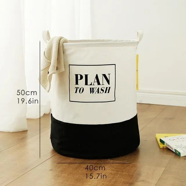 Cotton and linen storage bucket fabric waterproof folding hamper home debris toys storage basket