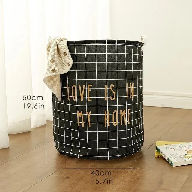 Cotton and linen storage bucket fabric waterproof folding hamper home debris toys storage basket