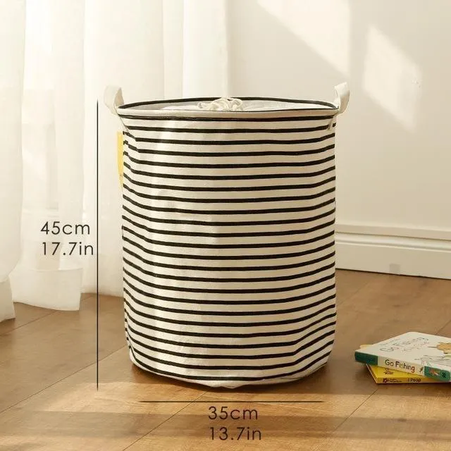 Cotton and linen storage bucket fabric waterproof folding hamper home debris toys storage basket