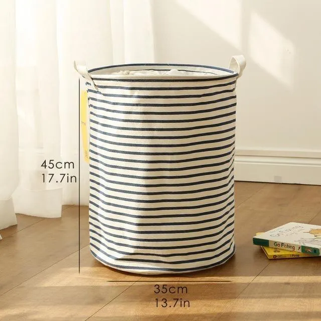 Cotton and linen storage bucket fabric waterproof folding hamper home debris toys storage basket