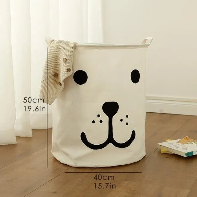 Cotton and linen storage bucket fabric waterproof folding hamper home debris toys storage basket