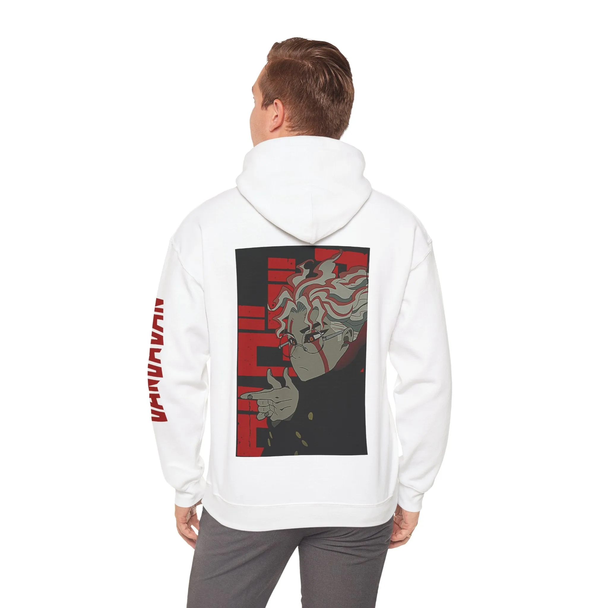 Dan Da Dan Okarun Double-Barrel Finger Gun Anime Manga Back & Sleeve Print Hoodie Sweatshirt, Unisex Heavy Blend™ DanDaDan Gift