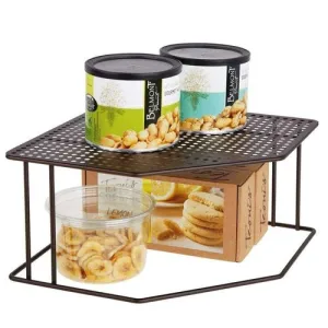 Decorative Corner Shelf - 2 Tier Raised Storage Organizer 25 x 25 x 11 cm