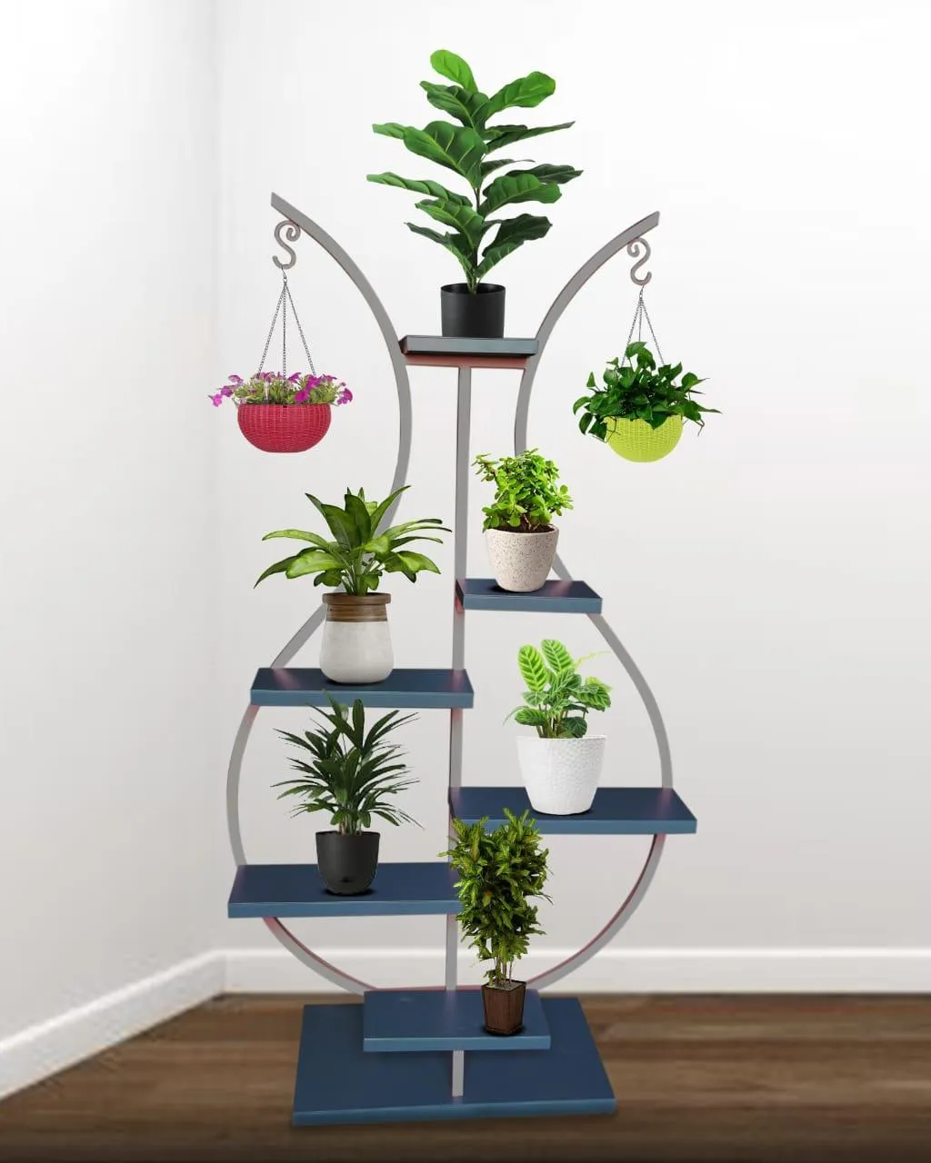 Decorative Iron 6 Tier Flower Pot Holder Shelf Indoor & Outdoor Metal Plant Stand Space Saving Garden Planter for Multiple Pots