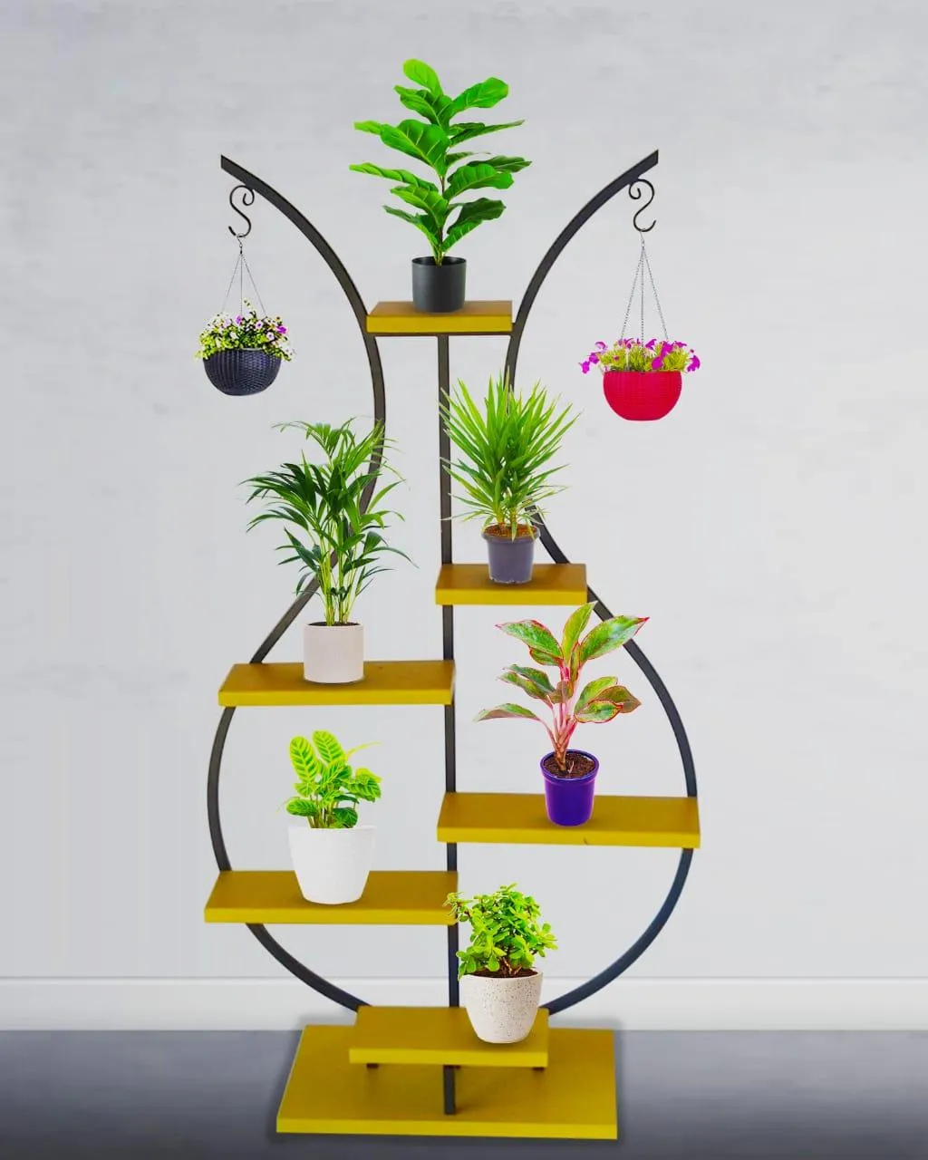 Decorative Iron 6 Tier Flower Pot Holder Shelf Indoor & Outdoor Metal Plant Stand Space Saving Garden Planter for Multiple Pots