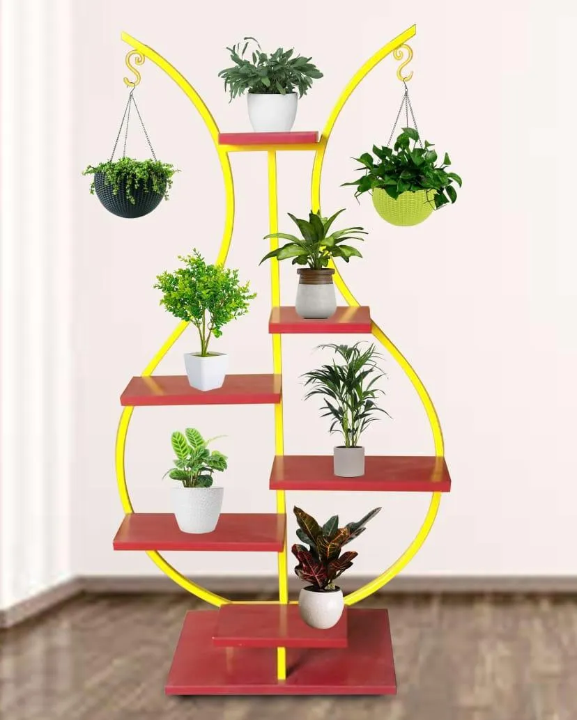 Decorative Iron 6 Tier Flower Pot Holder Shelf Indoor & Outdoor Metal Plant Stand Space Saving Garden Planter for Multiple Pots