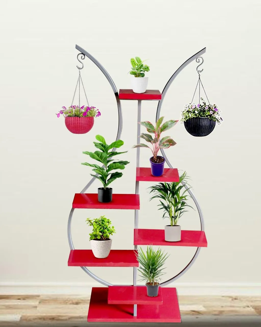 Decorative Iron 6 Tier Flower Pot Holder Shelf Indoor & Outdoor Metal Plant Stand Space Saving Garden Planter for Multiple Pots