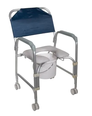 Drive Medical Lightweight Portable Shower Chair Commode with Casters