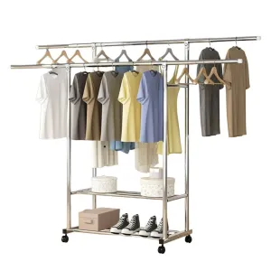 EKKIO Clothes Rack Stainless Steel Two Rail