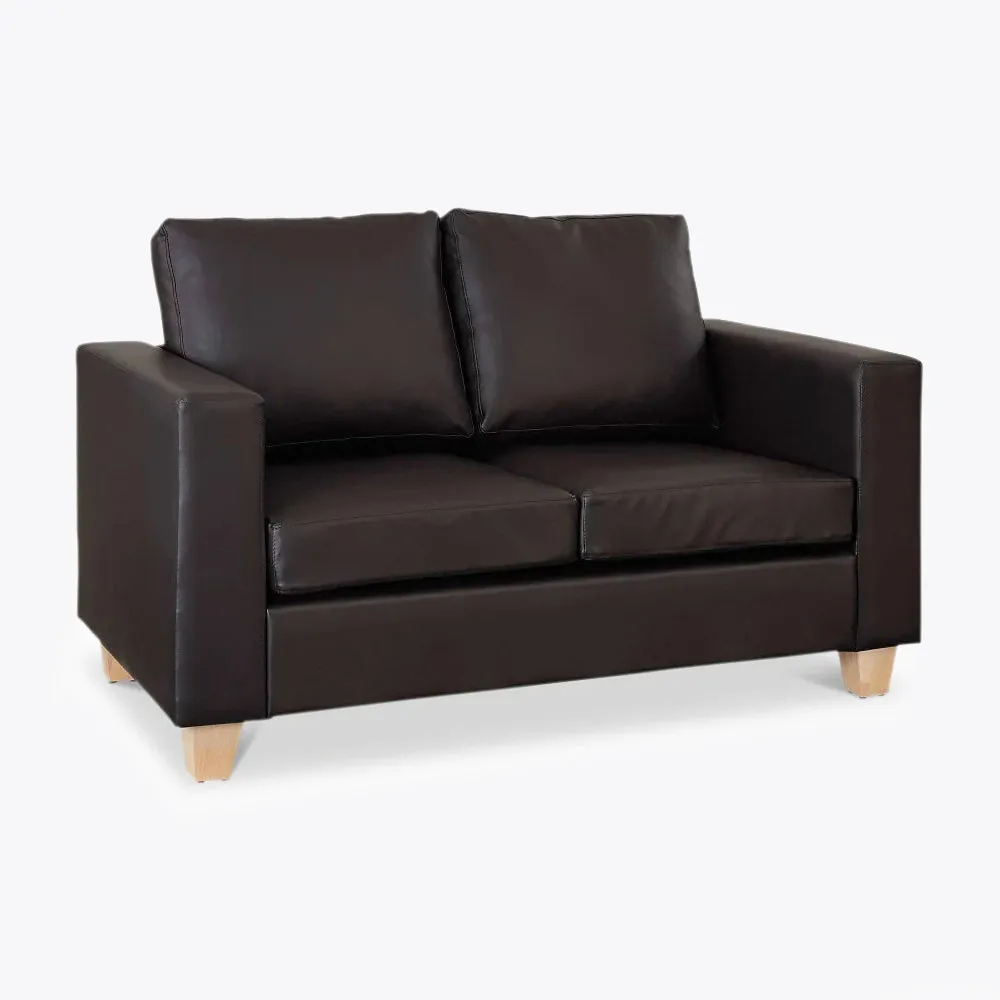 Enderby Faux Leather 2 Seater Sofa in a Box, Brown Faux Leather