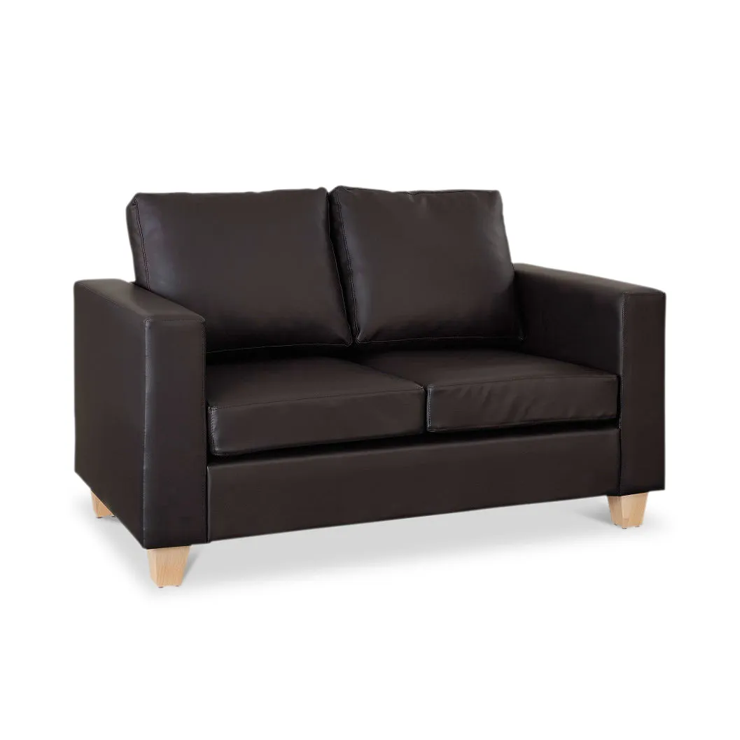 Enderby Faux Leather 2 Seater Sofa in a Box, Brown Faux Leather