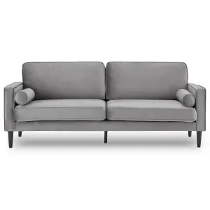 Faux Velvet Sofa Bed, Wooden Frame, Space-Saving, Grey