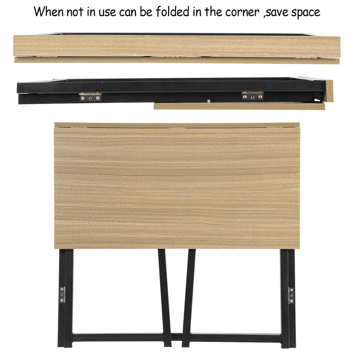 Folding Desk No Assembly Required, Compact Space Saving Writing Computer Desk