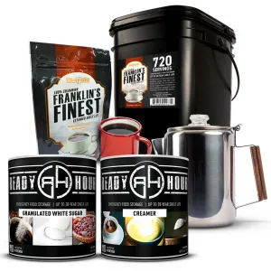 Franklin's Finest Survival Coffee, Sugar, Creamer, & Coffee Pot Bundle