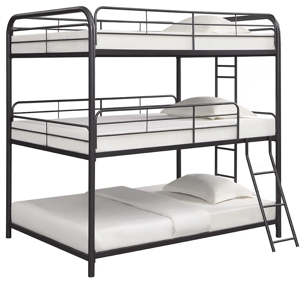 Garner Triple Full Bunk Bed with Ladder Gunmetal