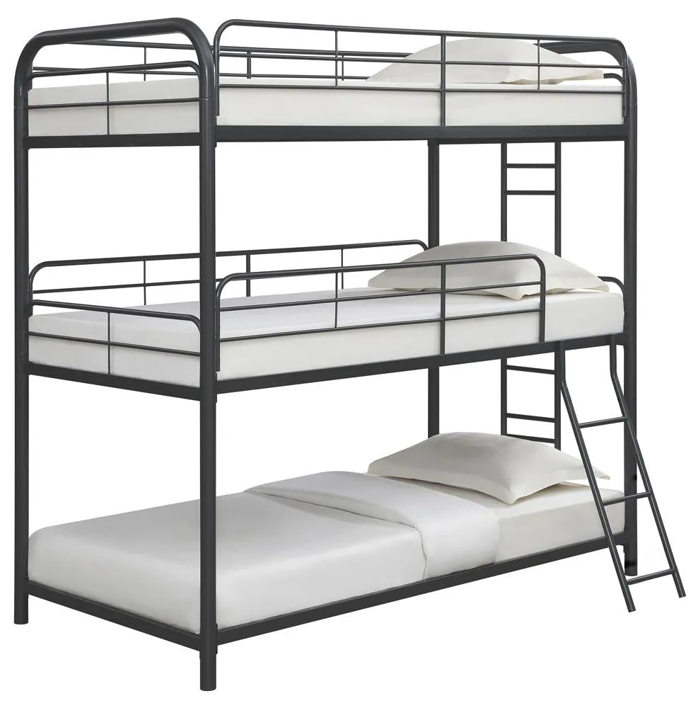 Garner Triple Twin Bunk Bed with Ladder Gunmetal