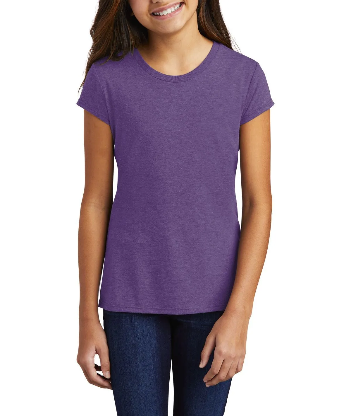 Girl's Tri-Blend Crew Neck Short Sleeve Tee