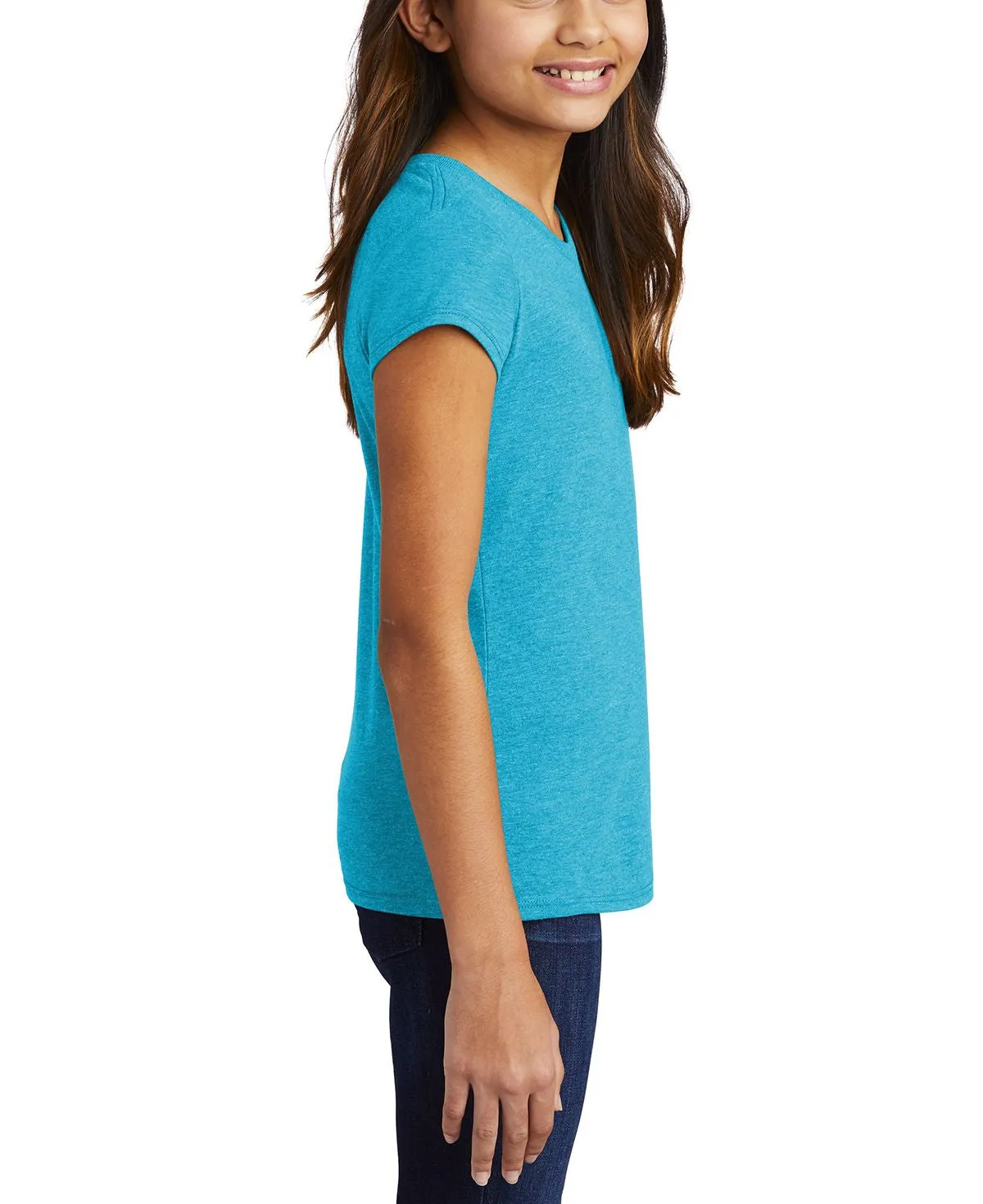 Girl's Tri-Blend Crew Neck Short Sleeve Tee