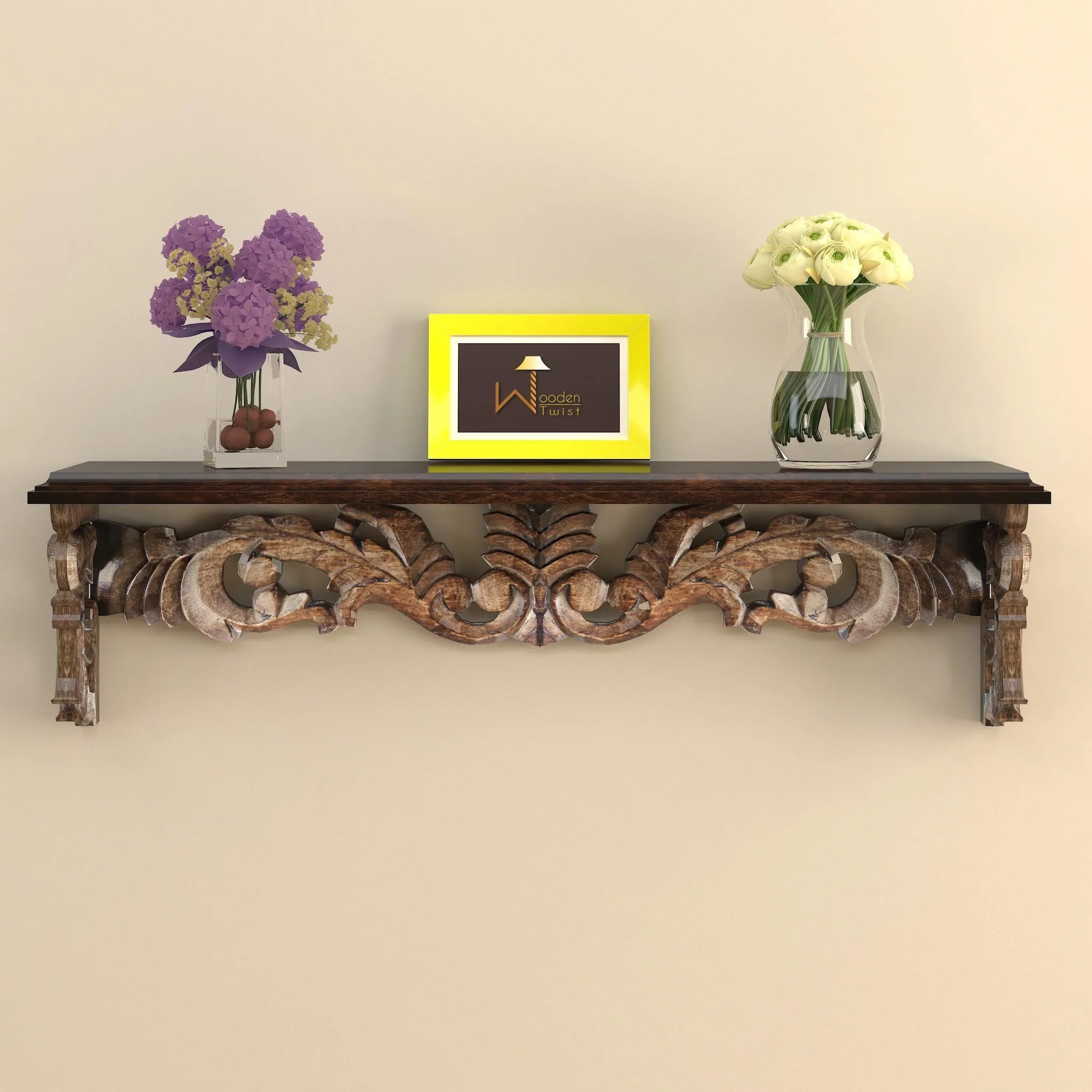 Handcrafted Solid Wood Floating Wall Bracket Book Rack by Wooden Twist - Effortless Elegance for Every Space!